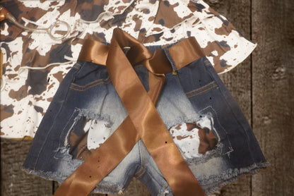Cowgirl Chic Ruffle & Denim Delight Short Set image 4
