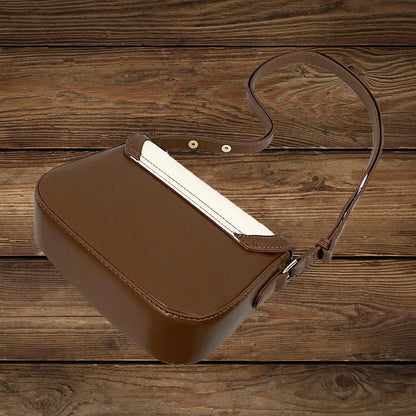 Back view of equestrian style vegan crossbody bag