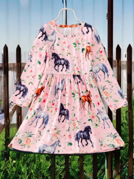 Wild Horses & Blossoms Long-Sleeve Dress image 0