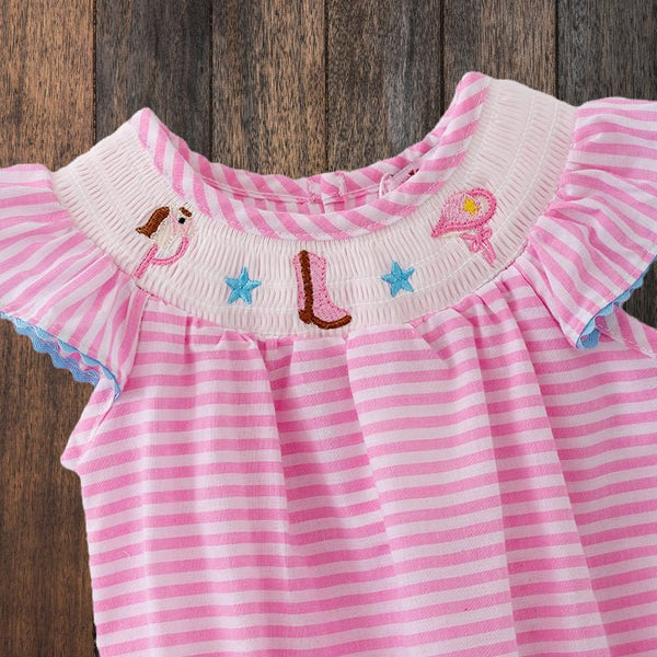 Adorable Gingham Smocked Romper with Snap Bottom