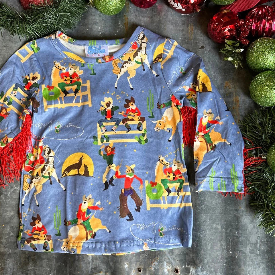 Jolly Cowboy Santa: Festive Long Sleeve Shirt & Onesie image 1