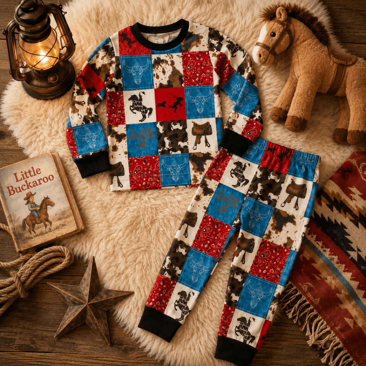 Little Bronco Dreamer: Wild West Horse Adventures Pajama Set for Boys!