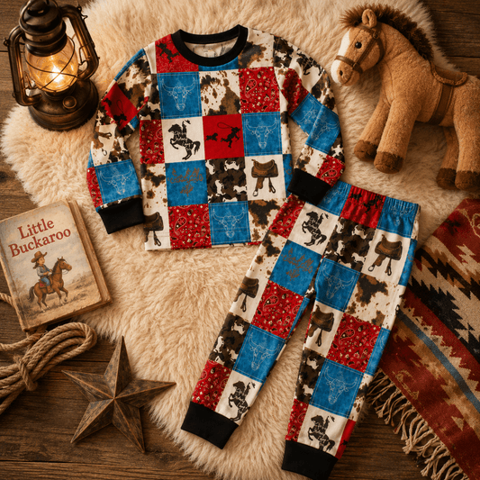 Little Bronco Dreamer: Wild West Horse Adventures Pajama Set for Boys!