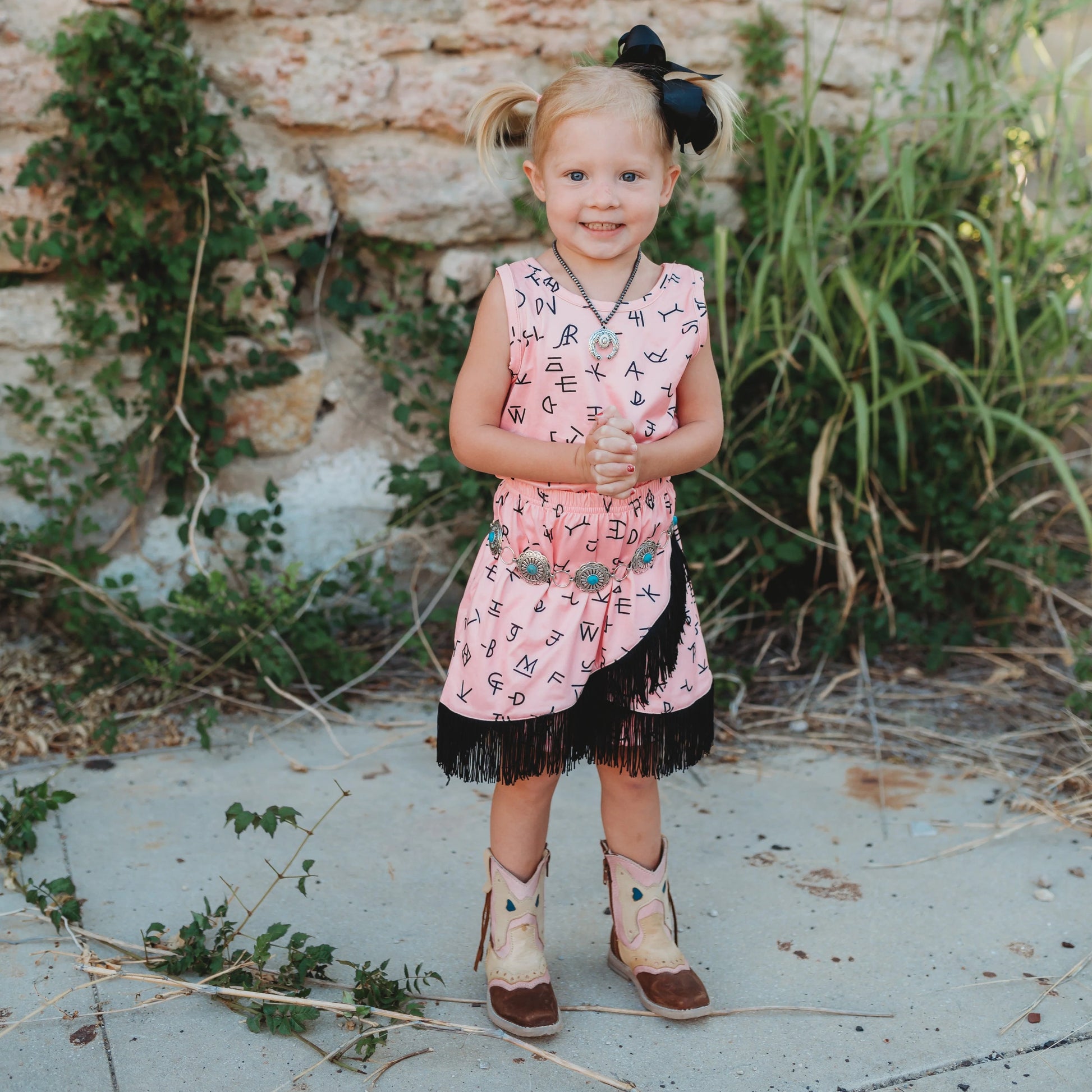 Branding Iron Pink Fringe Skirt Western Style for Little Cowgirls 2T Branding Iron Pink Fringe Skirt Western Style for Little Cowgirls 2T
