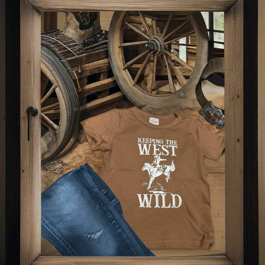 Kids Western Tee "Keeping the West Wild", a perfect graphic western tee for kids.