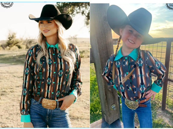 Mommy & Me Collection - Lil' Wrangler Chic: Mini Red Dirt Road Adventure Shirt, mommy and me western shirts