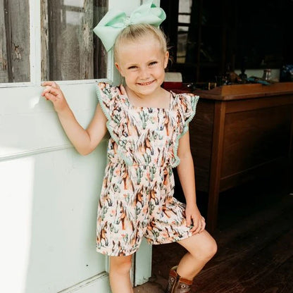 Desert Dasher Horse Romper – Baby & Girls Western Romper, Sizes 6M– Size 7