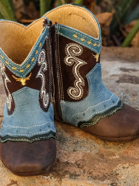 Nash Long Horn Kids Western Cowboy Boots - Toddler & Infant Leather Boots