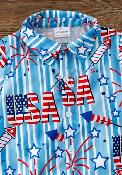 Close-up of collar and chest flag design