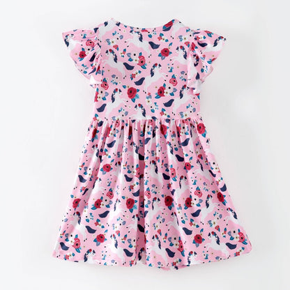 Pink floral dress on a white background