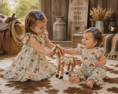Blue Rose Buckin’ Baby Girl Western Romper