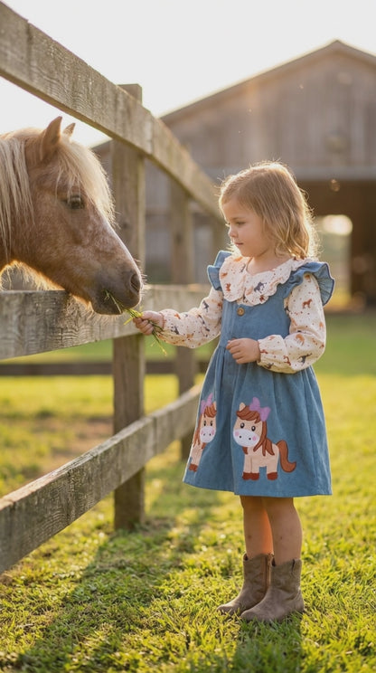 Pony Parade Denim Overall Dress