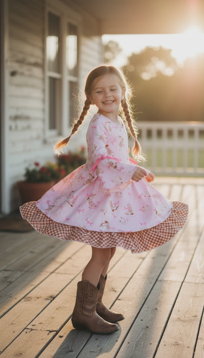 Pink Western Coquette Dress - Baby, Toddler, and Kids