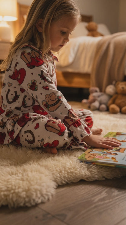 Valentine's Western Pajamas - Girls Cowboy PJs