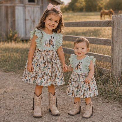 Desert Dasher Horse Dress – Girls Western Dress, Sizes 2T–7