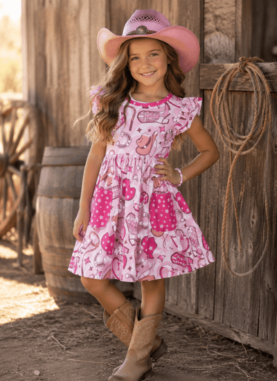 Electric Pink Cowgirl Dress for Girls
