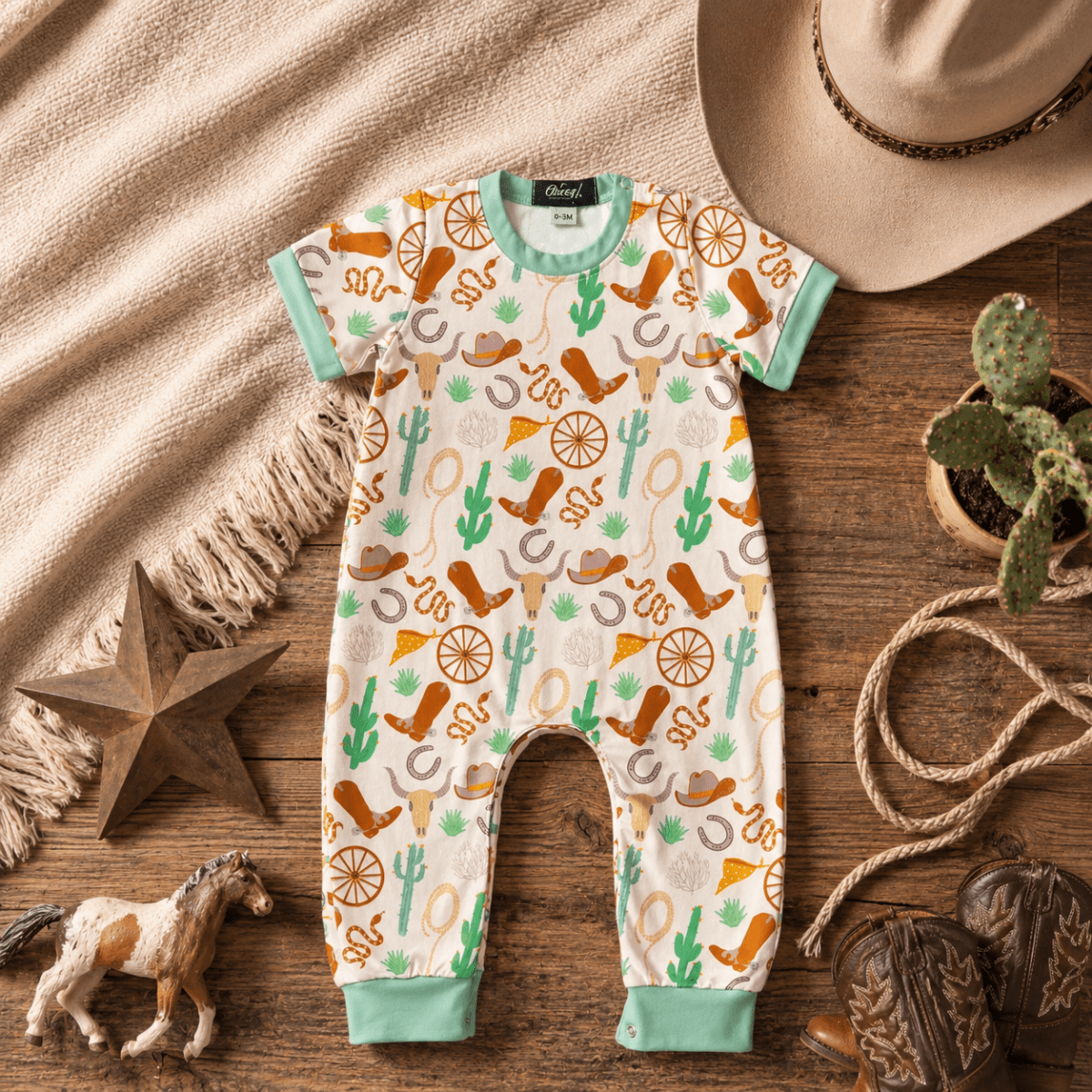 Cowboy Western Baby Romper