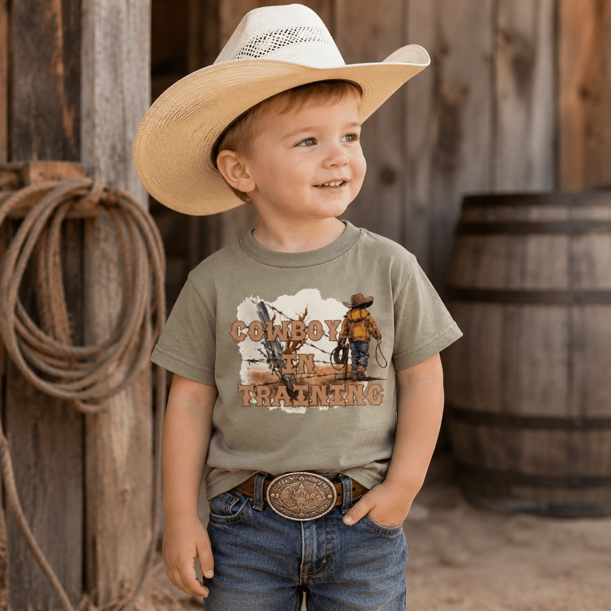 Olive "Cowboy in Training" T-Shirt