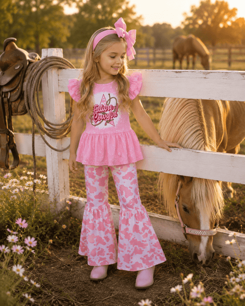 Future Cowgirl Pink Ruffle Pant Set – 2-Piece Set