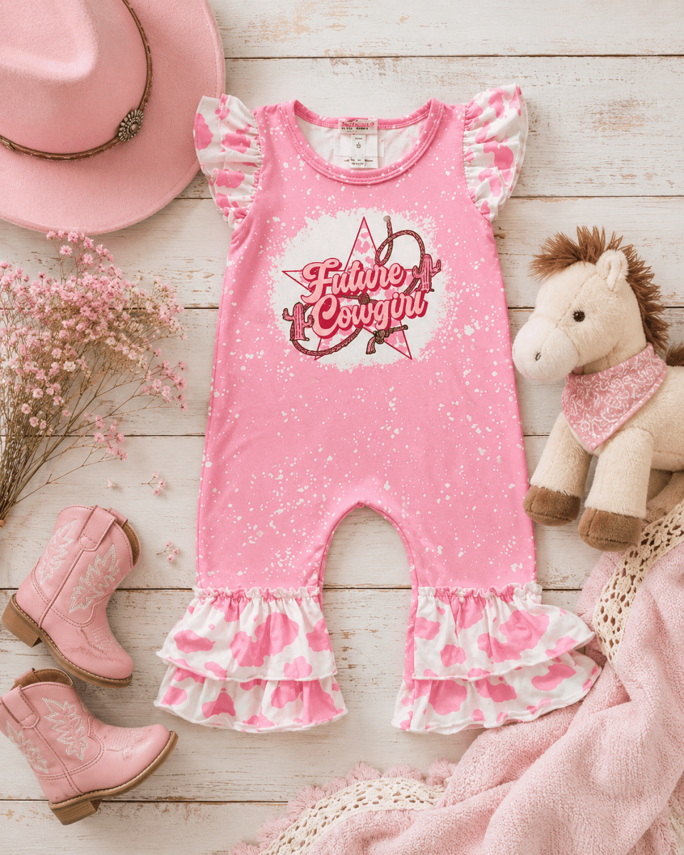 Future Cowgirl Baby Romper – Snap Bottom Western Outfit