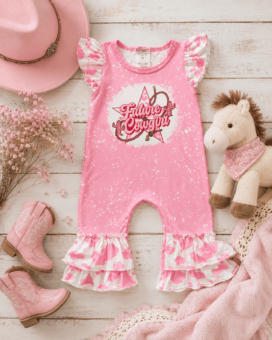 Future Cowgirl Baby Romper – Snap Bottom Western Outfit