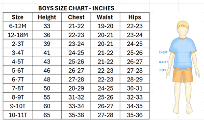 Kids sheriff shirt sizing chart