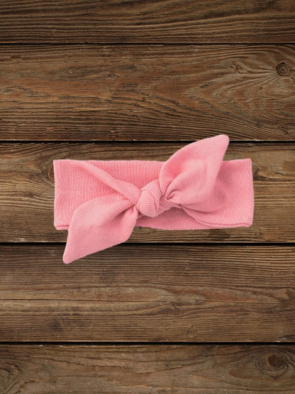 Solid pink cotton headband for western baby outfits