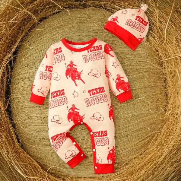 Texas Rodeo Cowboy Romper for Little Wranglers - Western Baby Clothes & Cowboy Style Baby Outfit