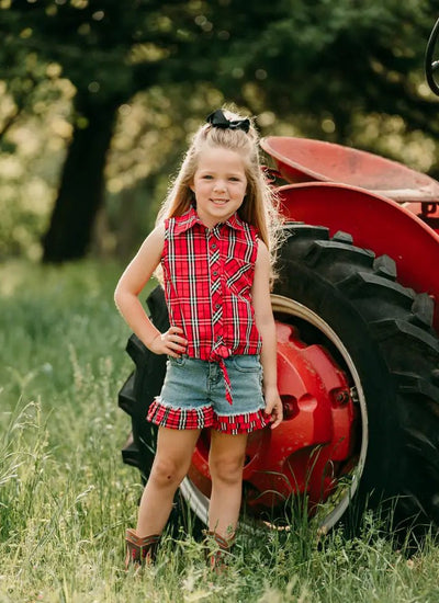 Little Cowgirl Ruffle Denim Shorts – Western Style for Kids