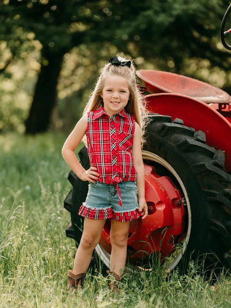 Little Cowgirl Ruffle Denim Shorts – Western Style for Kids