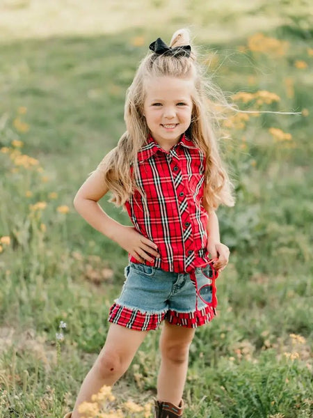 Little Cowgirl Ruffle Denim Shorts – Western Style for Kids