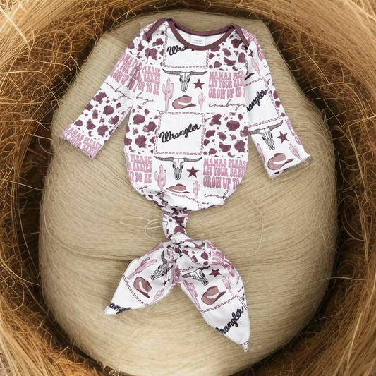 Western baby boy printed onesie with cowboy icons