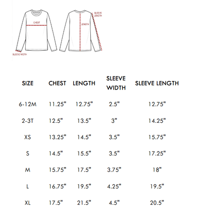 Size chart for kids’ black Aztec button-up shirt