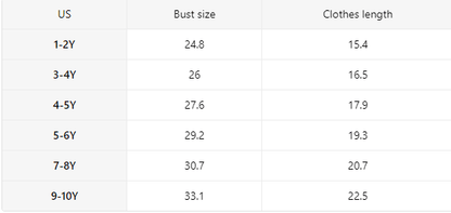 Size chart for kids western rodeo graphic t-shirt
